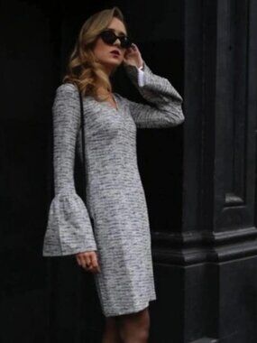 Banana Republic Tweed Long Sleeve Shift Dress